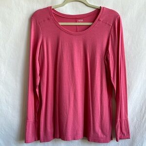 a.n.a dusty rose long sleeve scoop neck top, size L
